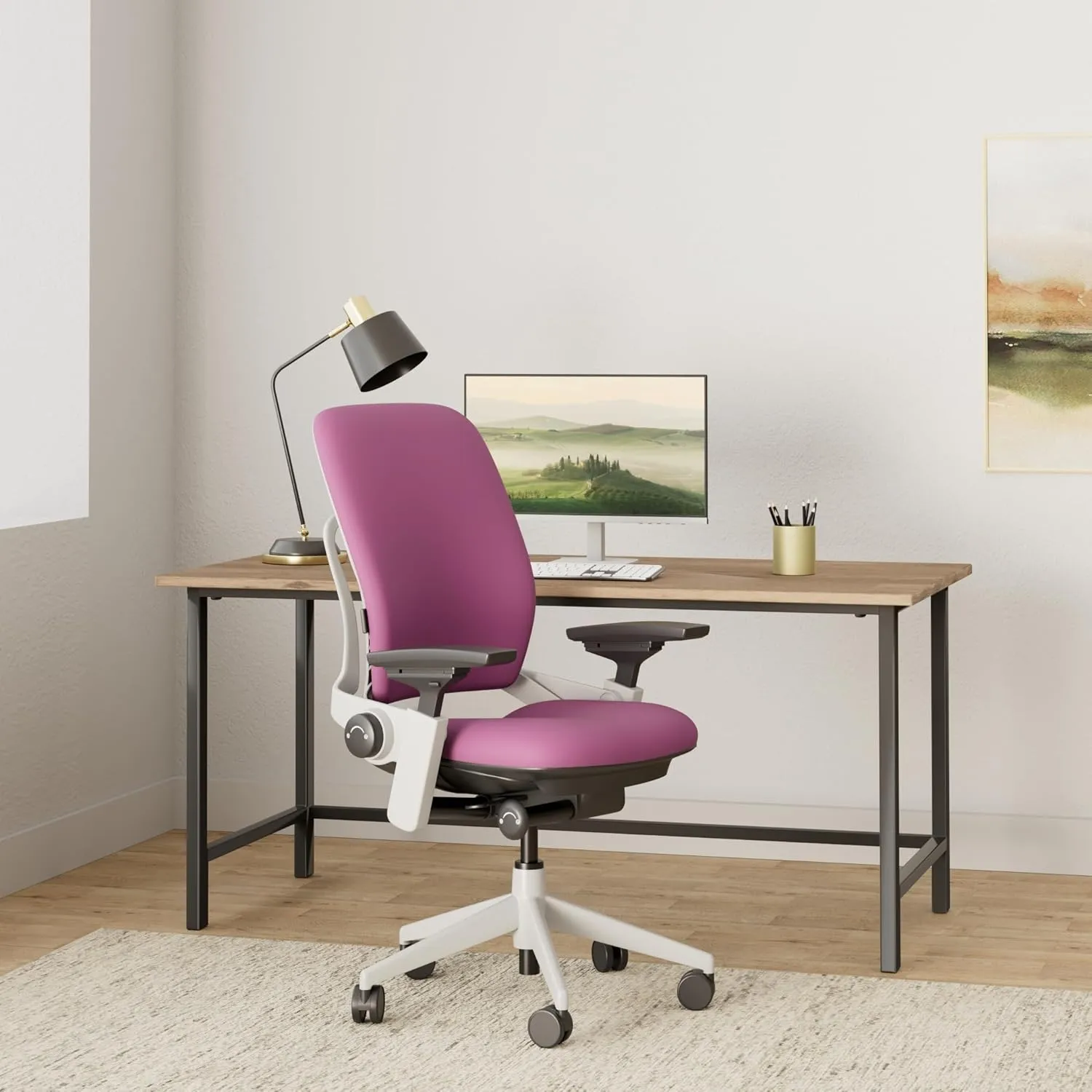 Steelcase Leap Office Chair - Ergonomic Work Chair with Wheels for Carpet Flooring - Work Chair Supports Unique Body Shape - with Natural Glide System & Liveback Technology - Concord Purple Fabric
