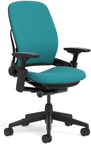 Steelcase Leap Task Chair: Black Base - 4D Adjustable Arms - No Headrest - 5" Cylinder Seat Height