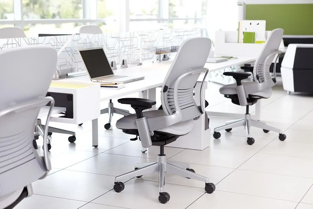 Steelcase Leap V2 Desk Chair in Buzz2 Black Fabric - 4-Way Highly Adjustable Arms - Black Frame and Base - Soft Dual Wheel Hard Floor Casters