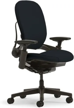 Steelcase Leap V2 Desk Chair in Buzz2 Black Fabric - 4-Way Highly Adjustable Arms - Black Frame and Base - Soft Dual Wheel Hard Floor Casters
