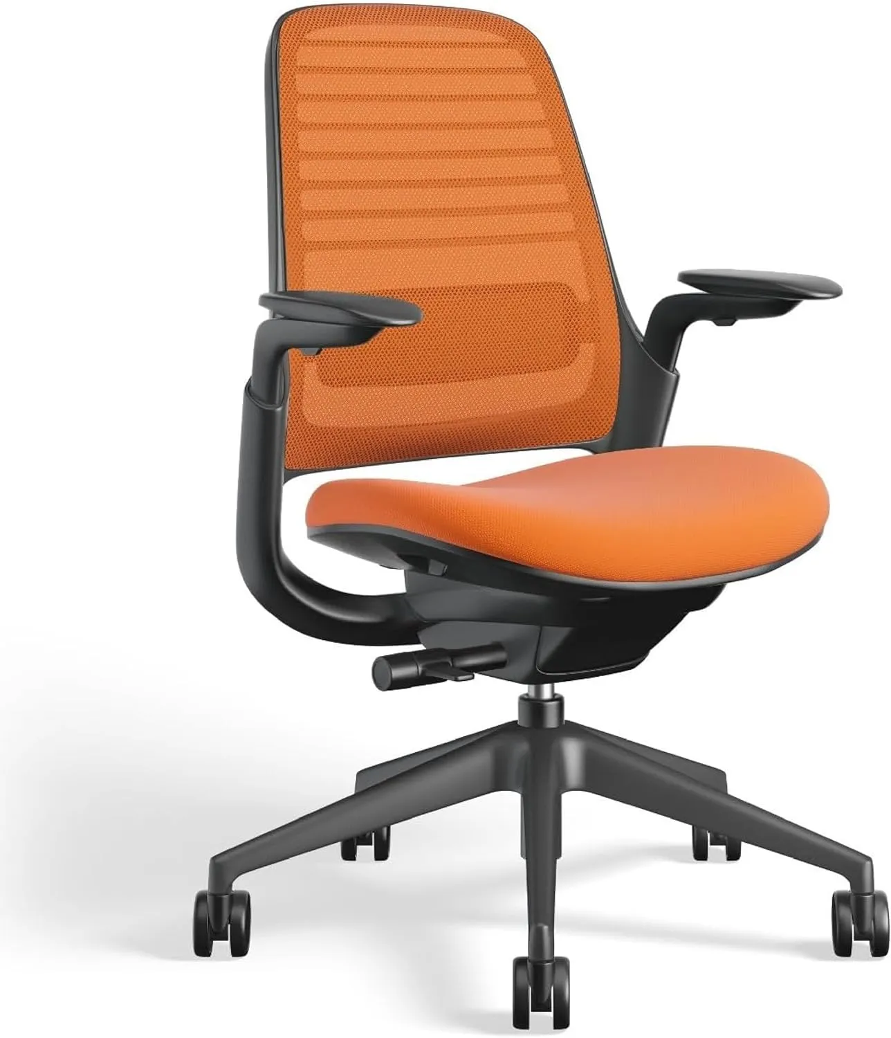 Steelcase Series 1 Office Chair - Ergonomic Work Chair with Wheels for Hard Flooring - Helps Support Productivity - Weight-Activated Controls, Back Supports & Arm Support - Easy Assembly - Tangerine