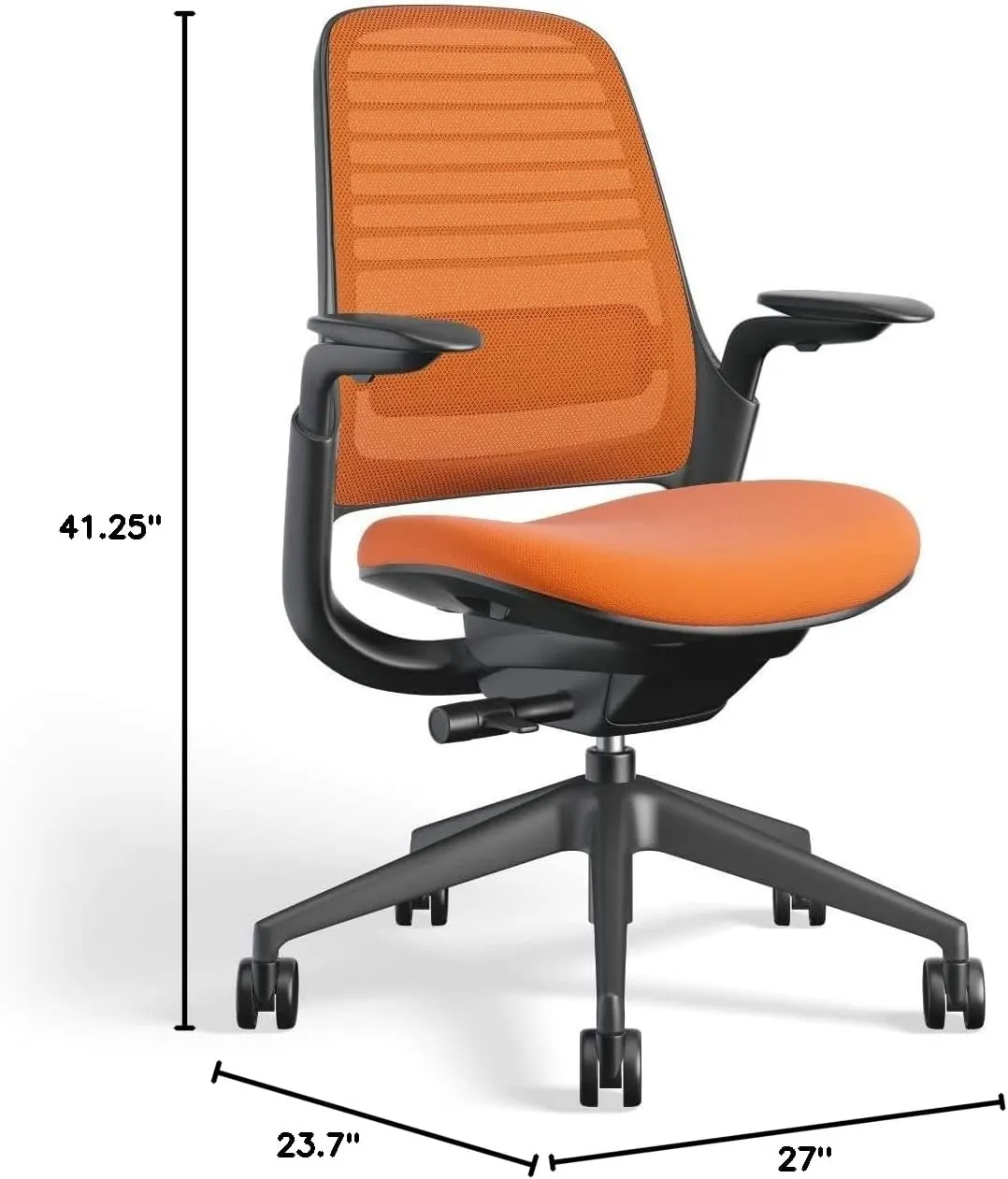 Steelcase Series 1 Office Chair - Ergonomic Work Chair with Wheels for Hard Flooring - Helps Support Productivity - Weight-Activated Controls, Back Supports & Arm Support - Easy Assembly - Tangerine