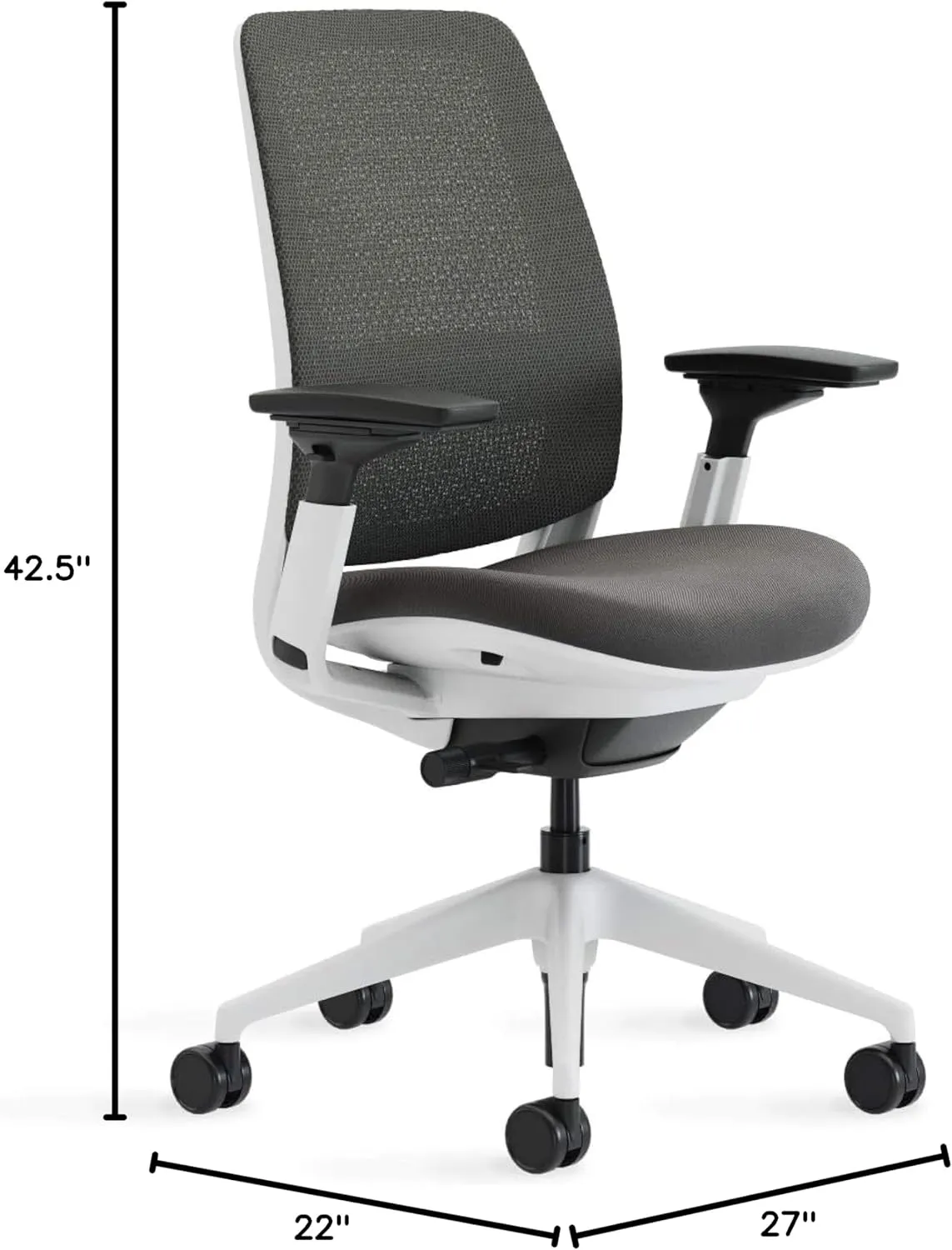 Steelcase Series 2 Office Chair - Ergonomic Work Chair with Wheels for Carpet - with Back Support, Weight-Activated Adjustment & Arm Support - Adjustable Rolling Chairs for Desk - Graphite