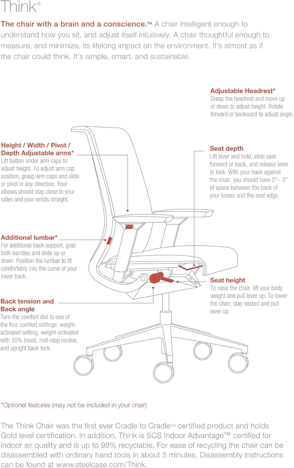 Steelcase Think Gray Fabric Chair