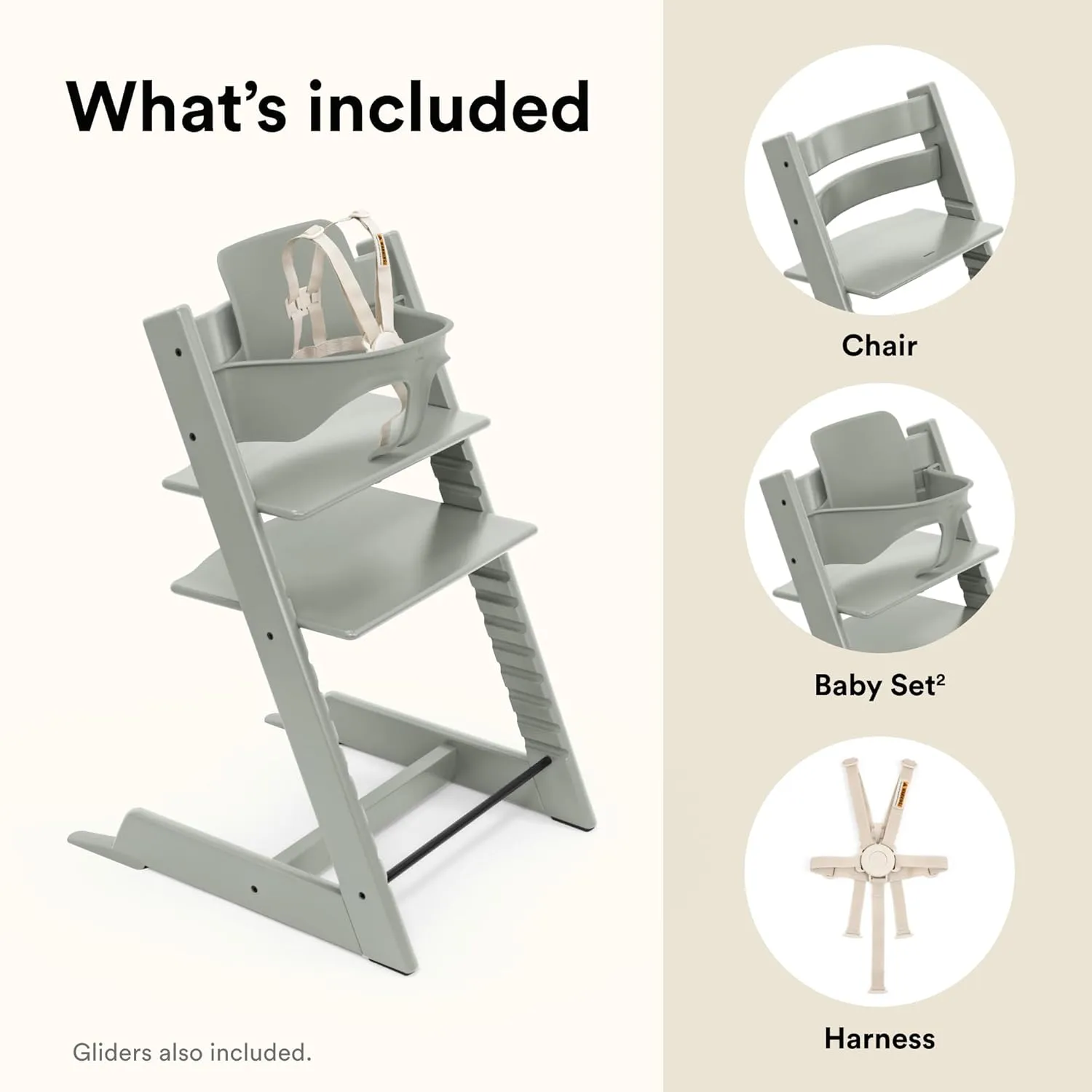 Stokke Tripp Trapp High Chair 2, Glacier Green - Includes Chair   Baby Set with Removable Harness for Children 6-36 Months - Adjustable, Ergonomic & Easy to Clean