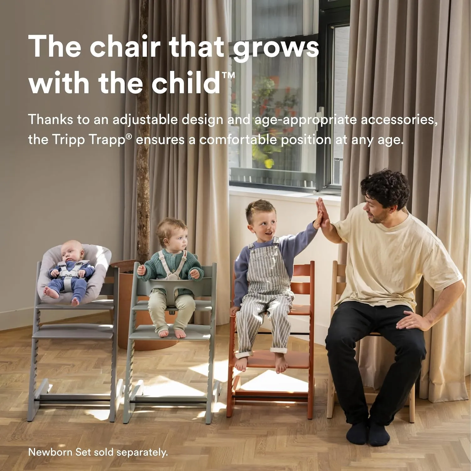 Stokke Tripp Trapp High Chair 2, Glacier Green - Includes Chair   Baby Set with Removable Harness for Children 6-36 Months - Adjustable, Ergonomic & Easy to Clean