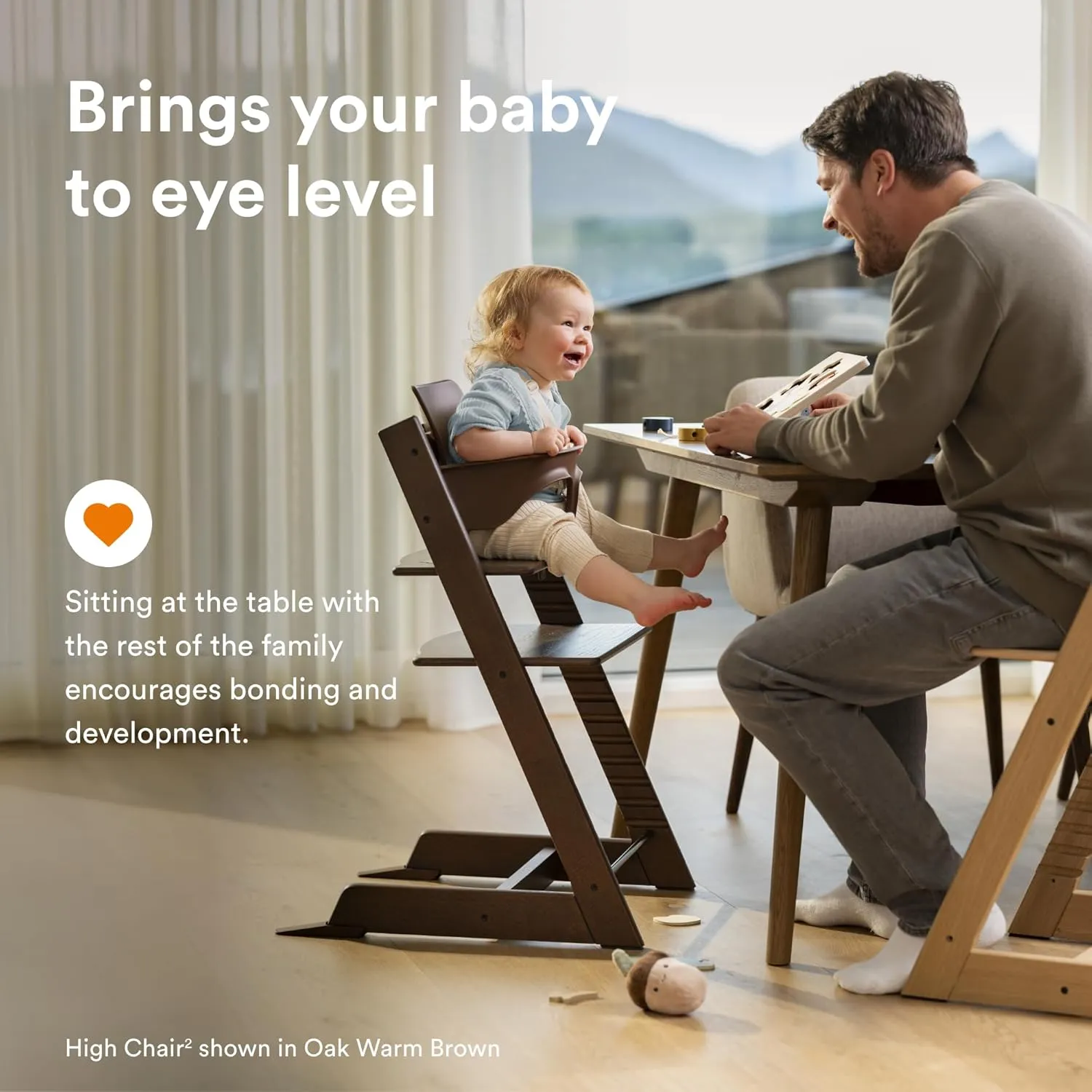 Stokke Tripp Trapp Oak High Chair 2, Natural - Includes Chair   Baby Set with Removable Harness for Children 6-36 Months - Adjustable, Ergonomic & Easy to Clean