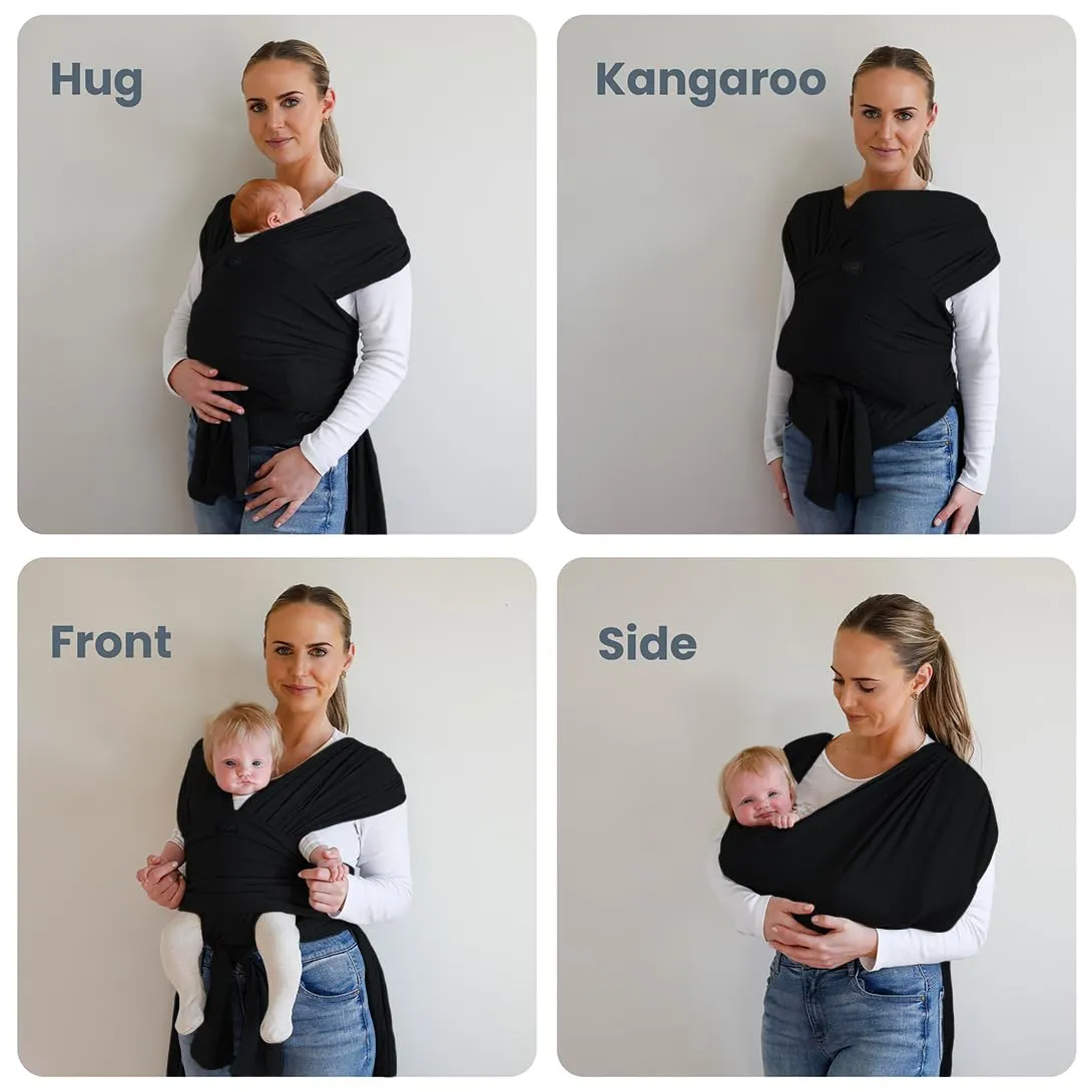 Stylish Black & Gold Baby Carrier Wrap: Comfortable, Soft & Supportive, Adjustable Ring Sling for Mom & Dad, Ideal for Baby Registry, Newborn to Toddler, Baby Shower