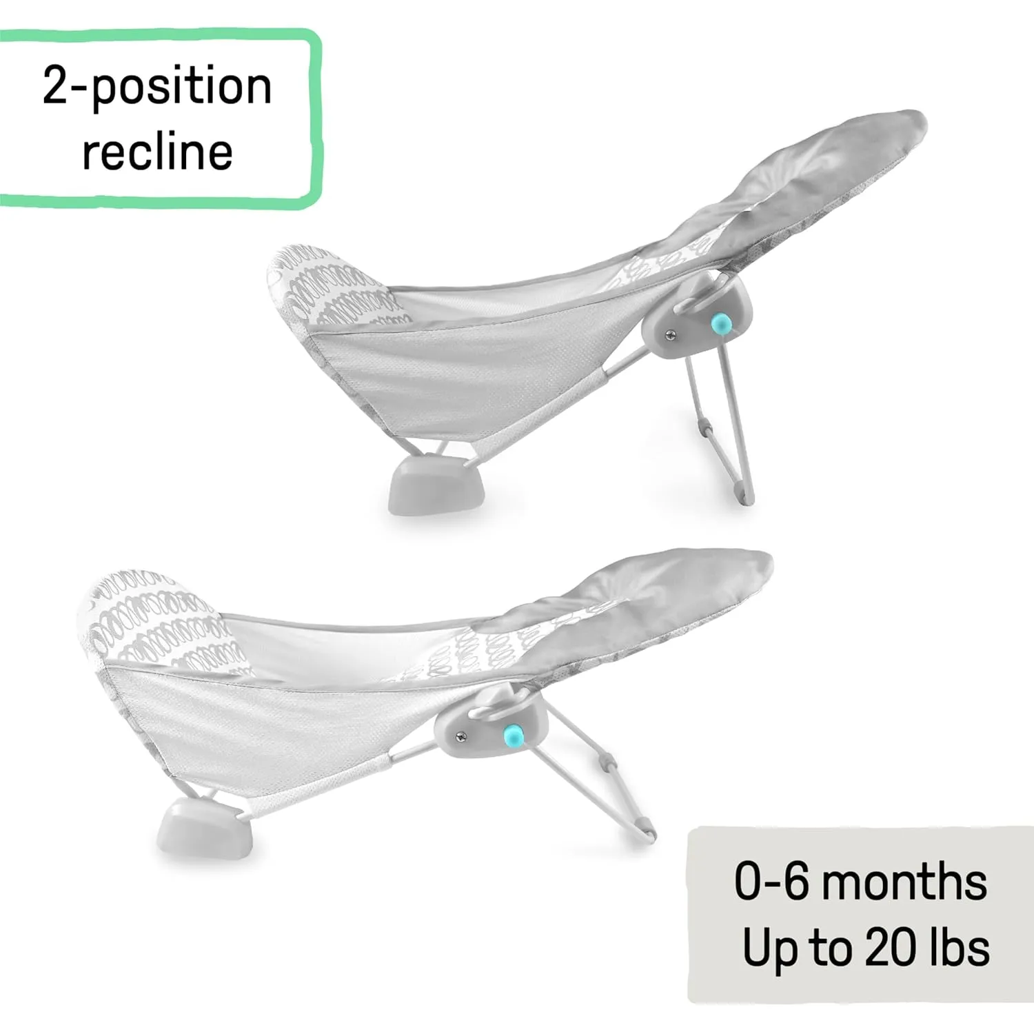 Summer by Ingenuity Foldaway 2-Position Baby Bath Seat, Adjustable Support for Sink or Bathtub, Ages 0-6 Months up to 20 Pounds, Machine-Washable Sling