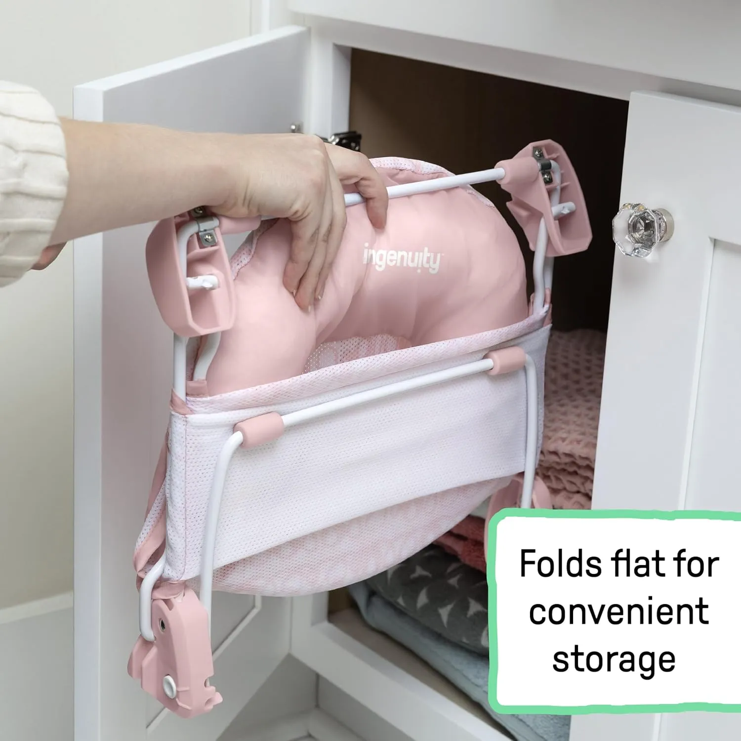 Summer Infant by Ingenuity Foldaway 2-Position Bather, 2-Position Adjustable Support Baby Bath seat for Sink or Bathtub, Ages 0-6 Months, up to 20 pounds, Pink