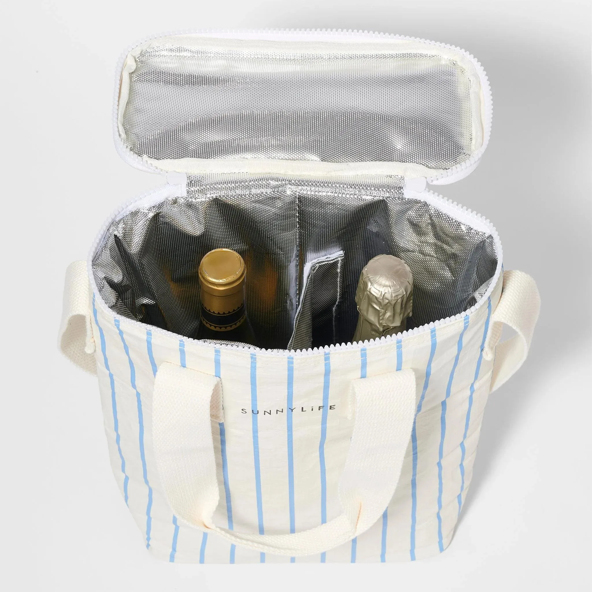 Sunnylife | Drinks Cooler Bag | Le Weekend Mid Blue-Cream