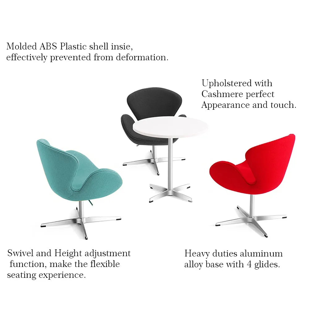 Swan Chair Swivel Height Adjustable Lounge Chair, Cashmere