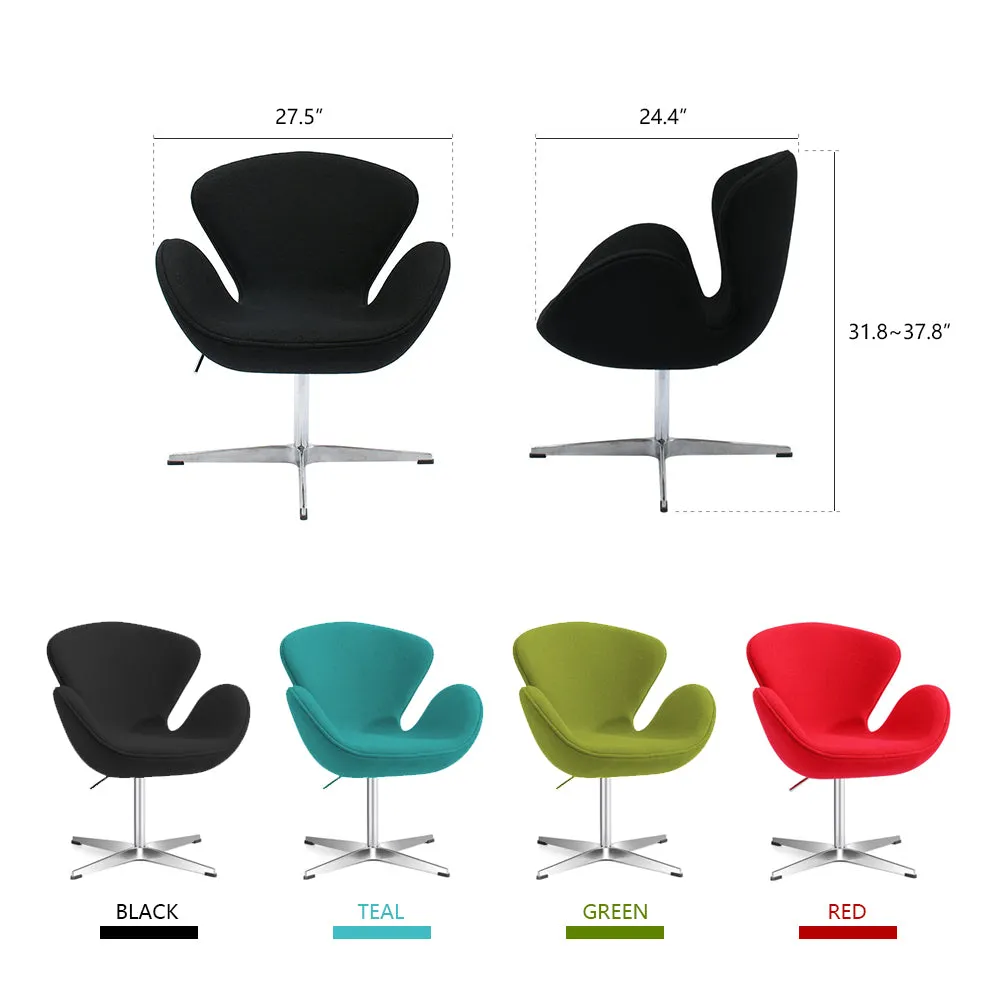 Swan Chair Swivel Height Adjustable Lounge Chair, Cashmere