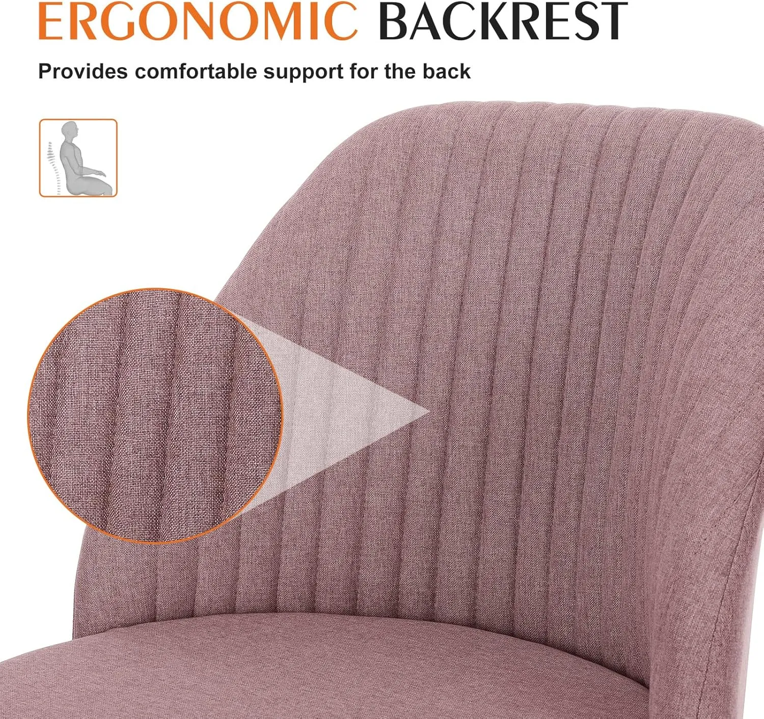 Sweetcrispy Armless Office Chair, Modern Fabric Home Office Desk Chairs with Wheels Adjustable Swivel Task Computer Vanity Seat for Small Spaces