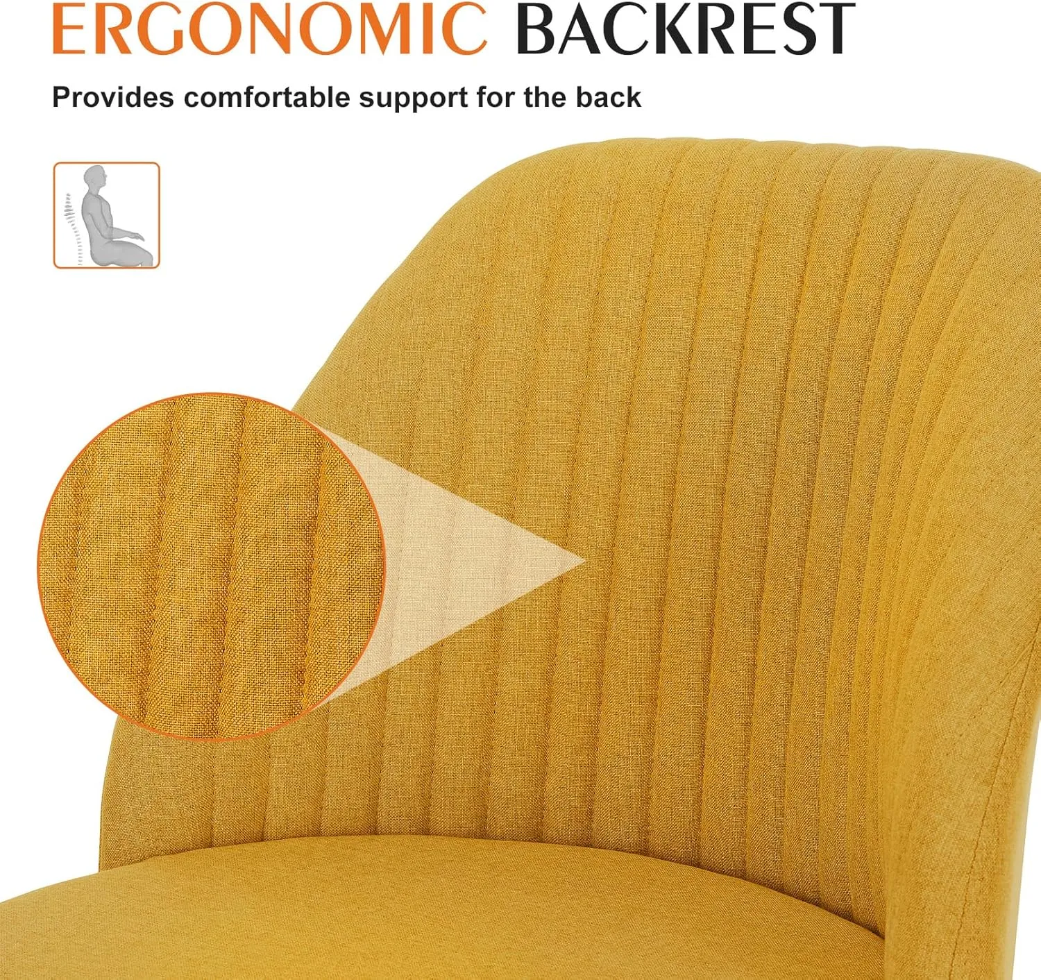 Sweetcrispy Armless Office Chair, Modern Fabric Home Office Desk Chairs with Wheels Adjustable Swivel Task Computer Vanity Seat for Small Spaces