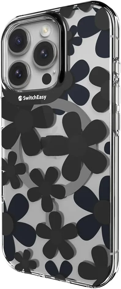 SWITCHEASY Fleur M - Flower Floral Designed Case for iPhone 16 Pro Max 6.9", 3D Patterned, Compatible with MagSafe, Protective Phone Case for Women - Black