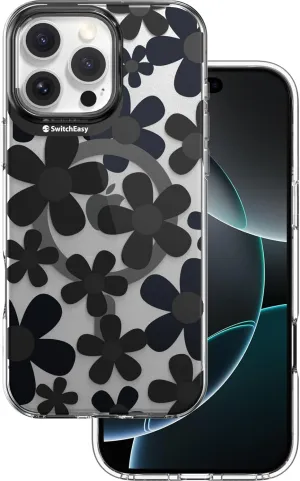 SWITCHEASY Fleur M - Flower Floral Designed Case for iPhone 16 Pro Max 6.9", 3D Patterned, Compatible with MagSafe, Protective Phone Case for Women - Black
