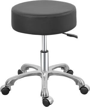 Swivel Rolling Stool Round Chair,Thick Sturdy Padding,Adjustable Stool with Wheels for Doctor,Medical,Massage Salon,Office,Shop(Black) (no Back, Black)