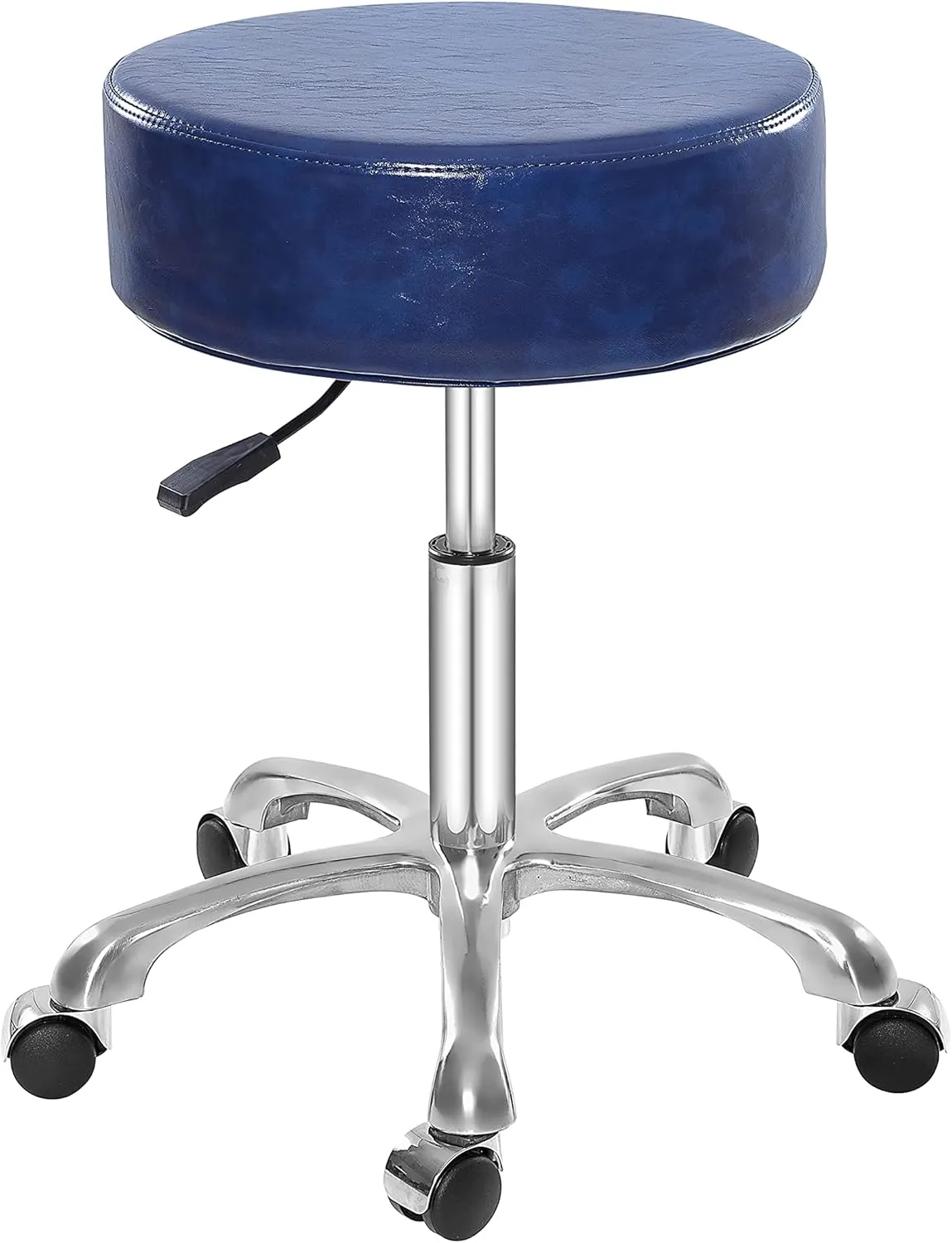 Swivel Rolling Stool Round Chair,Thick Sturdy Padding,Adjustable Stool with Wheels for Doctor,Medical,Massage Salon,Office,Shop(no Back, Blue)