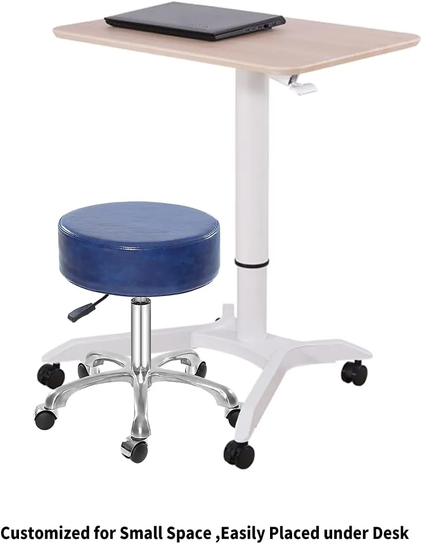 Swivel Rolling Stool Round Chair,Thick Sturdy Padding,Adjustable Stool with Wheels for Doctor,Medical,Massage Salon,Office,Shop(no Back, Blue)