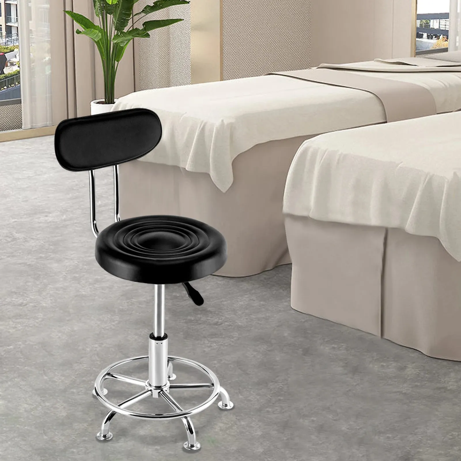 Swivel Workshop Stool – Adjustable Hydraulic Garage Seat with Backrest & Footrest