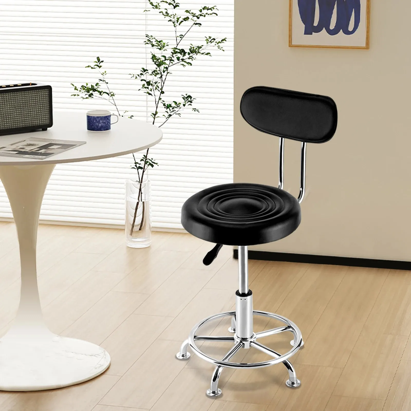 Swivel Workshop Stool – Adjustable Hydraulic Garage Seat with Backrest & Footrest