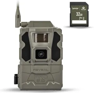 TACTACAM Reveal Pro 3.0 Cellular Trail Camera - Multi-Cellular Network, GPS, 2" LCD, No-Glow IR, Wi-Fi Enabled, HD Photos & 1080p Videos, Long Battery Life, Fast Trigger   32GB SD Card (1PK)