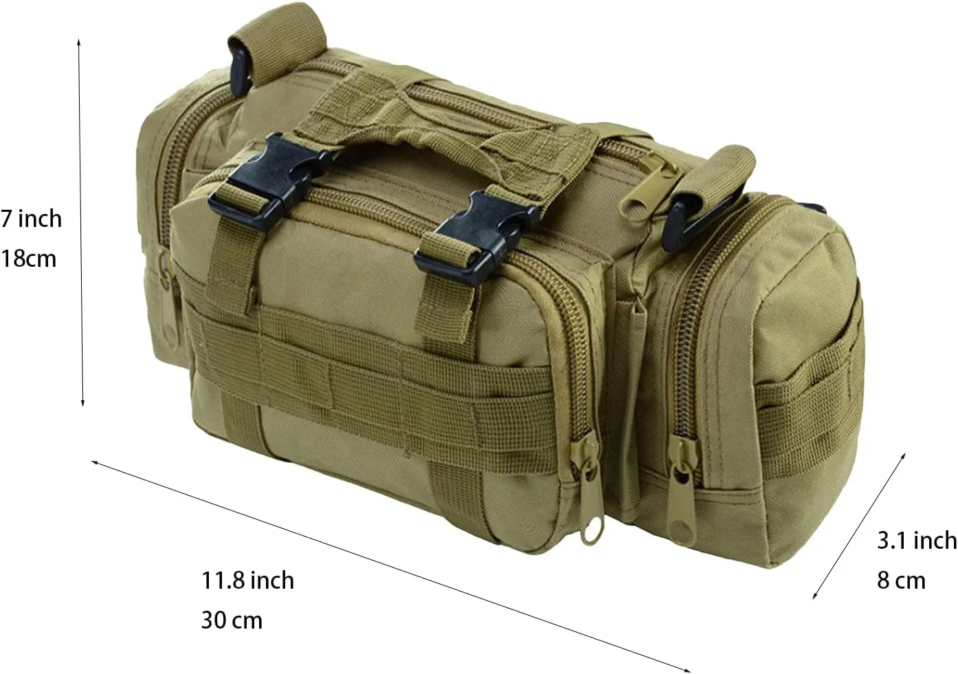 Tactical Fanny Pack Mens Molle EDC Convertible Pouch Waist Shoulder Sling Belt Crossbady Bag Pack with Top Handle (CP Camo)