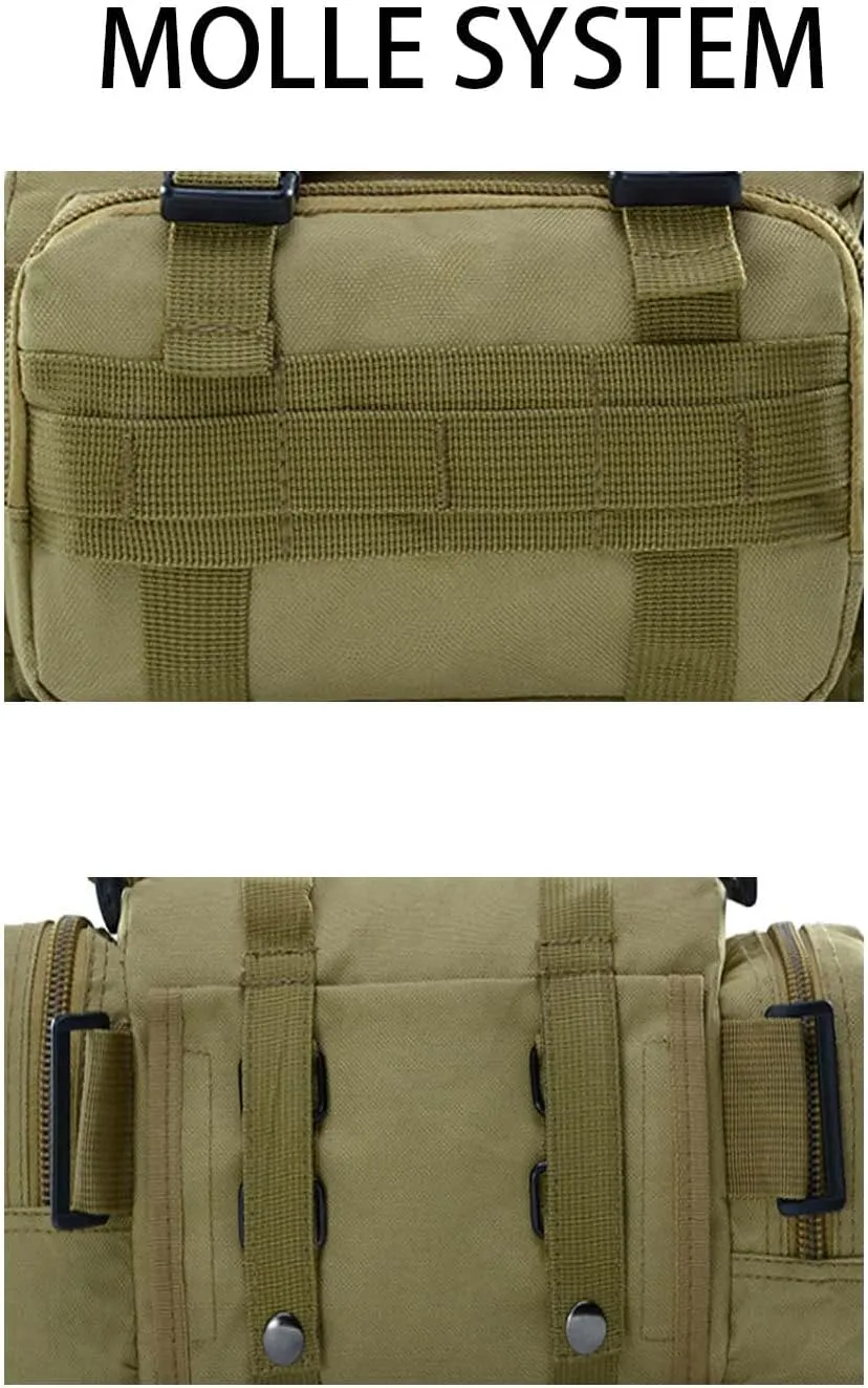 Tactical Fanny Pack Mens Molle EDC Convertible Pouch Waist Shoulder Sling Belt Crossbady Bag Pack with Top Handle (CP Camo)