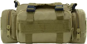 Tactical Fanny Pack Mens Molle EDC Convertible Pouch Waist Shoulder Sling Belt Crossbady Bag Pack with Top Handle (Khaki)