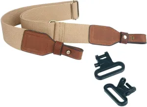 Tactical Hunting Gun Sling Rifle Strap Webbing Leather Quick Release (Brown White)