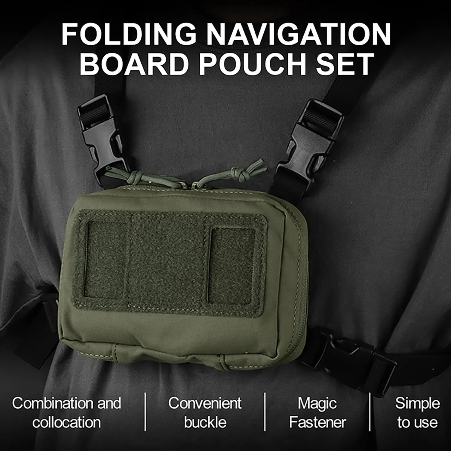 Tactical Phone Chest Mount with Chest Vest Rig Bag Pack Molle Foldable Navigation Universal Phone Holder Board for Hunting