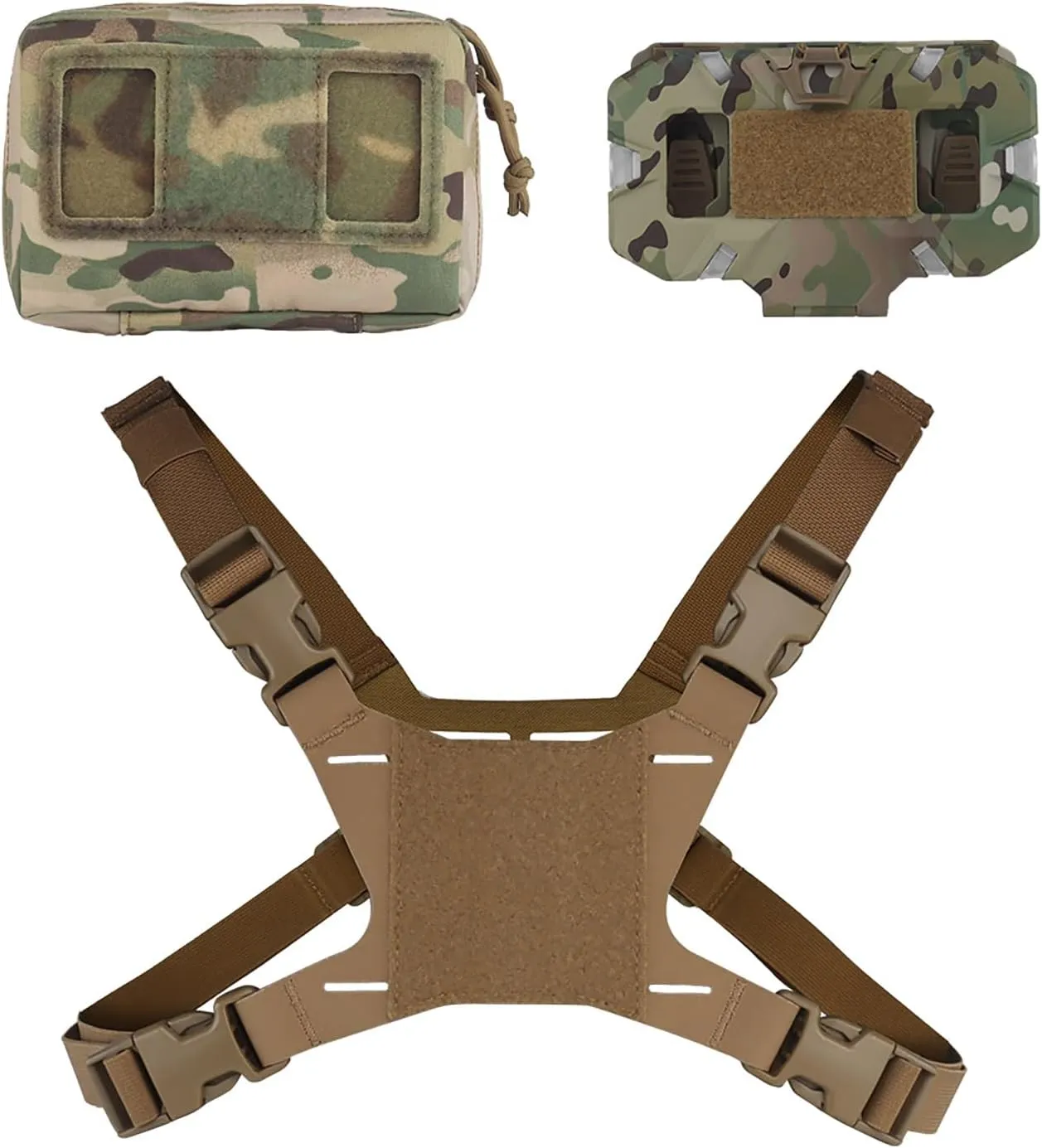 Tactical Phone Chest Mount with Chest Vest Rig Bag Pack Molle Foldable Navigation Universal Phone Holder Board for Hunting