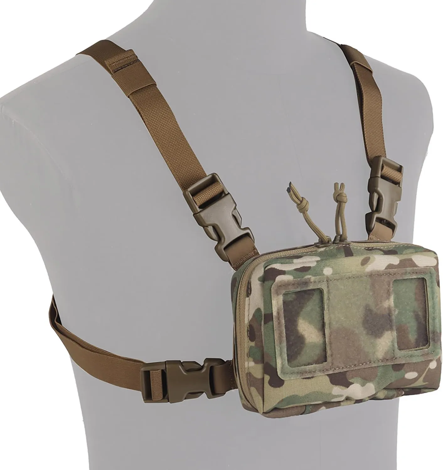Tactical Phone Chest Mount with Chest Vest Rig Bag Pack Molle Foldable Navigation Universal Phone Holder Board for Hunting