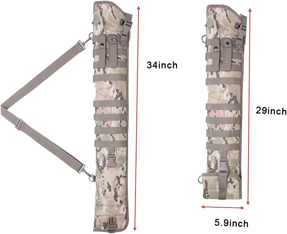 Tactical Shotgun Rifle Scabbard Bag Adjustable Shoulder Strap Outdoor Hunting Molle Holster