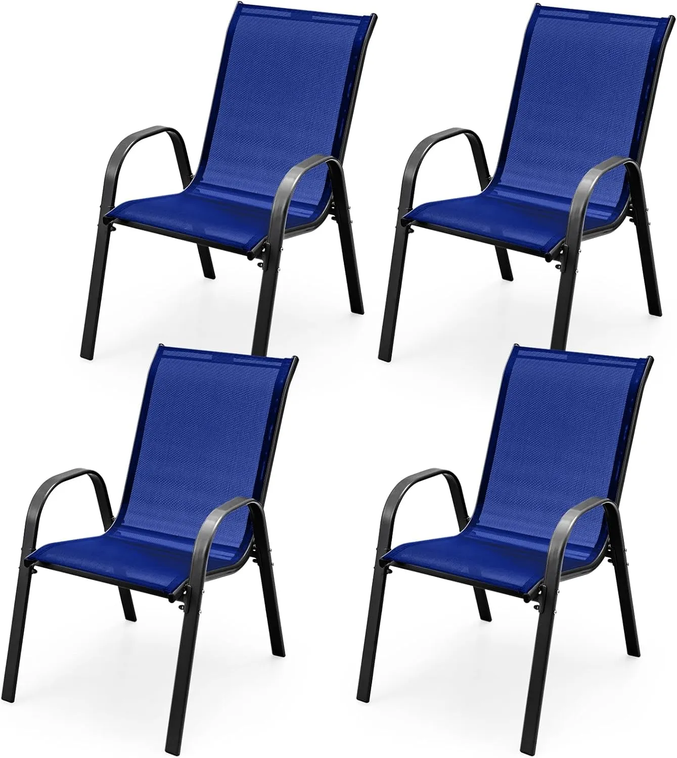 Tangkula 4 Pieces Patio Dining Chairs, Outdoor Stackable All Weather Heavy Duty Dining Chairs Set with Armrests, Support 330 LBS, for Poolside, Backyard, Garden, Deck, Front Porch (Navy)