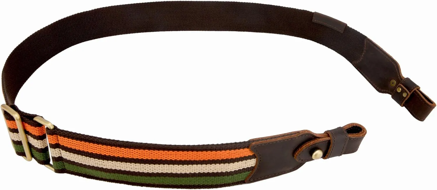 Tas Trost Handmade Cotton Leather Rifle Sling, 2inch Wide Shotgun Shoulder Strap Adjustable up to 118CM for Hunting