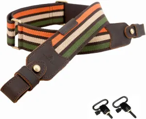 Tas Trost Handmade Cotton Leather Rifle Sling, 2inch Wide Shotgun Shoulder Strap Adjustable up to 118CM for Hunting