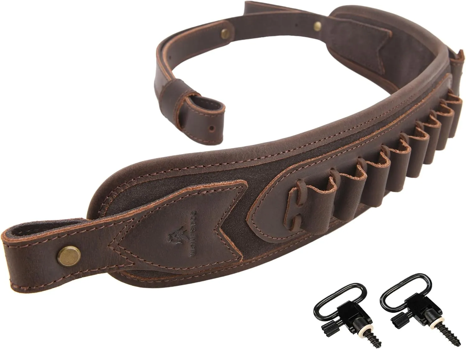 Tas Trost Handmade Leather Rifle Sling Adjustable Gun Strap Ammo Holder for Shooting.30-30 .45-70 .308 .22LR 12GA