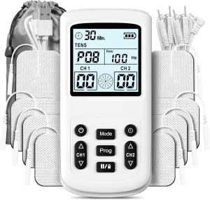 TENS Unit Muscle Stimulator, 3-in-1 36 Modes TENS EMS Massage Machine, Dual Channel with 8 Electrodes and Storage Bag, Portable Pain Relief Machine for Back, Neck, and Muscle Recovery