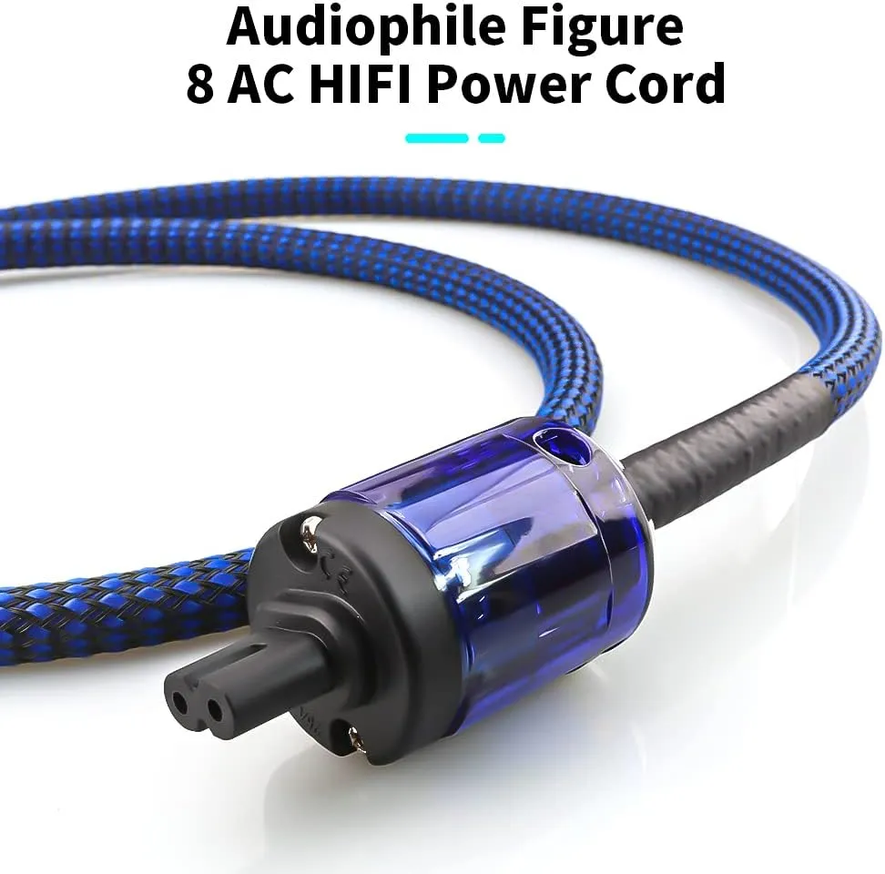 Tertullus HiFi Audiophile Power Cord HiFi Audio AC Power Cable Power Cord US Plug (Figure 8 Female, 1M/3.28FT)