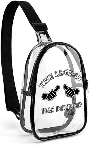 The Legend Has Retired Cute Crossbody Sling Bag Unisex Transparent Chest Bag Adjustable Strap Shoulder Bag