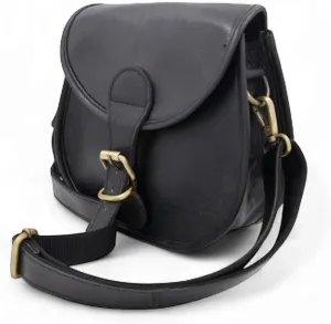 The Thar Rider - Handcrafted Classic Leather Saddle Sling Bag with Magnetic Closure, Black