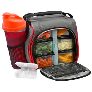 Thermal Insulated Lunch Bag With 6 Leakproof Food Containers