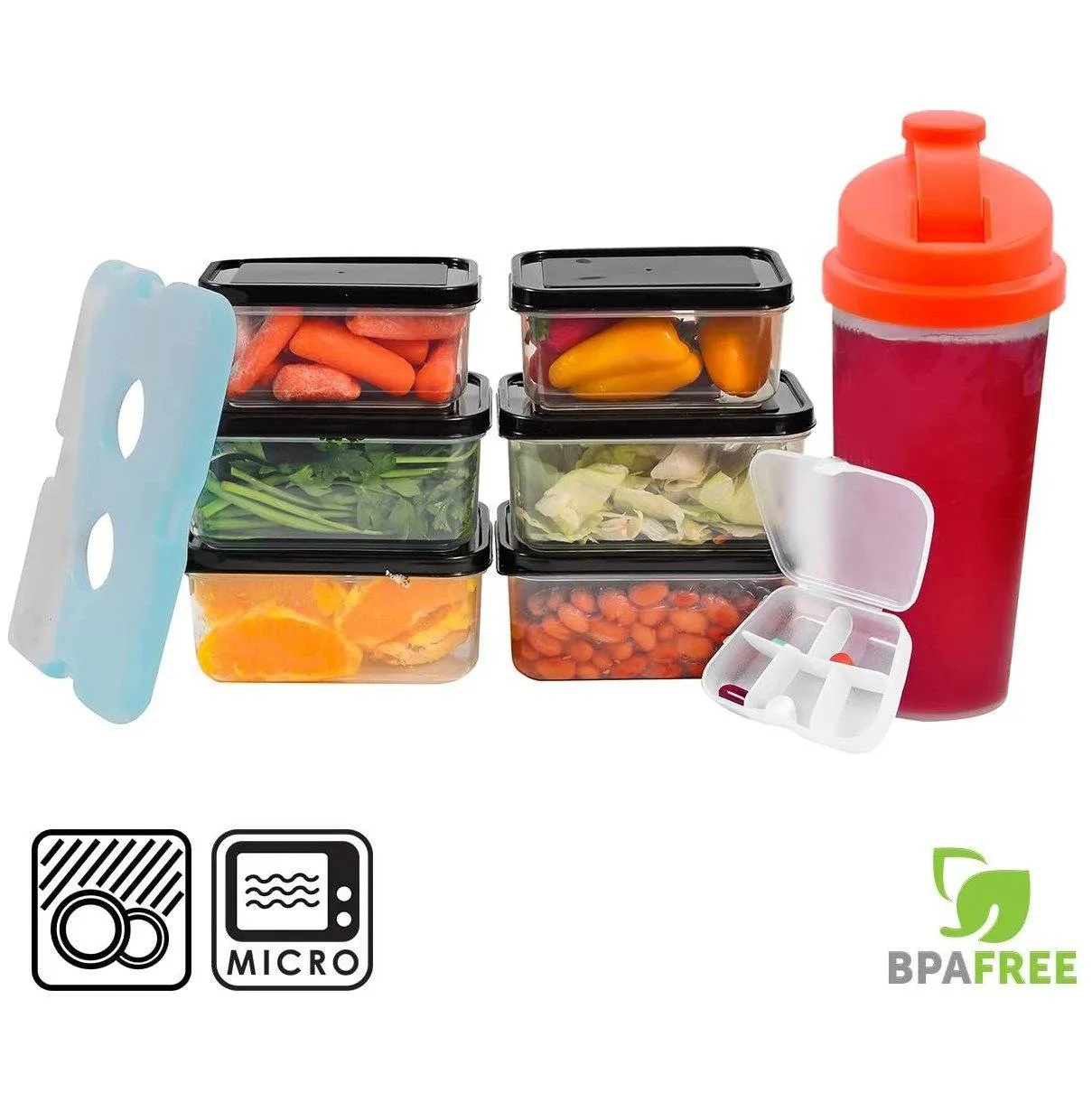 Thermal Insulated Lunch Bag With 6 Leakproof Food Containers