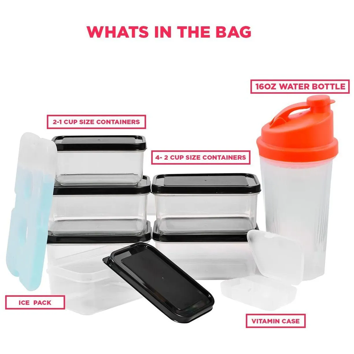 Thermal Insulated Lunch Bag With 6 Leakproof Food Containers
