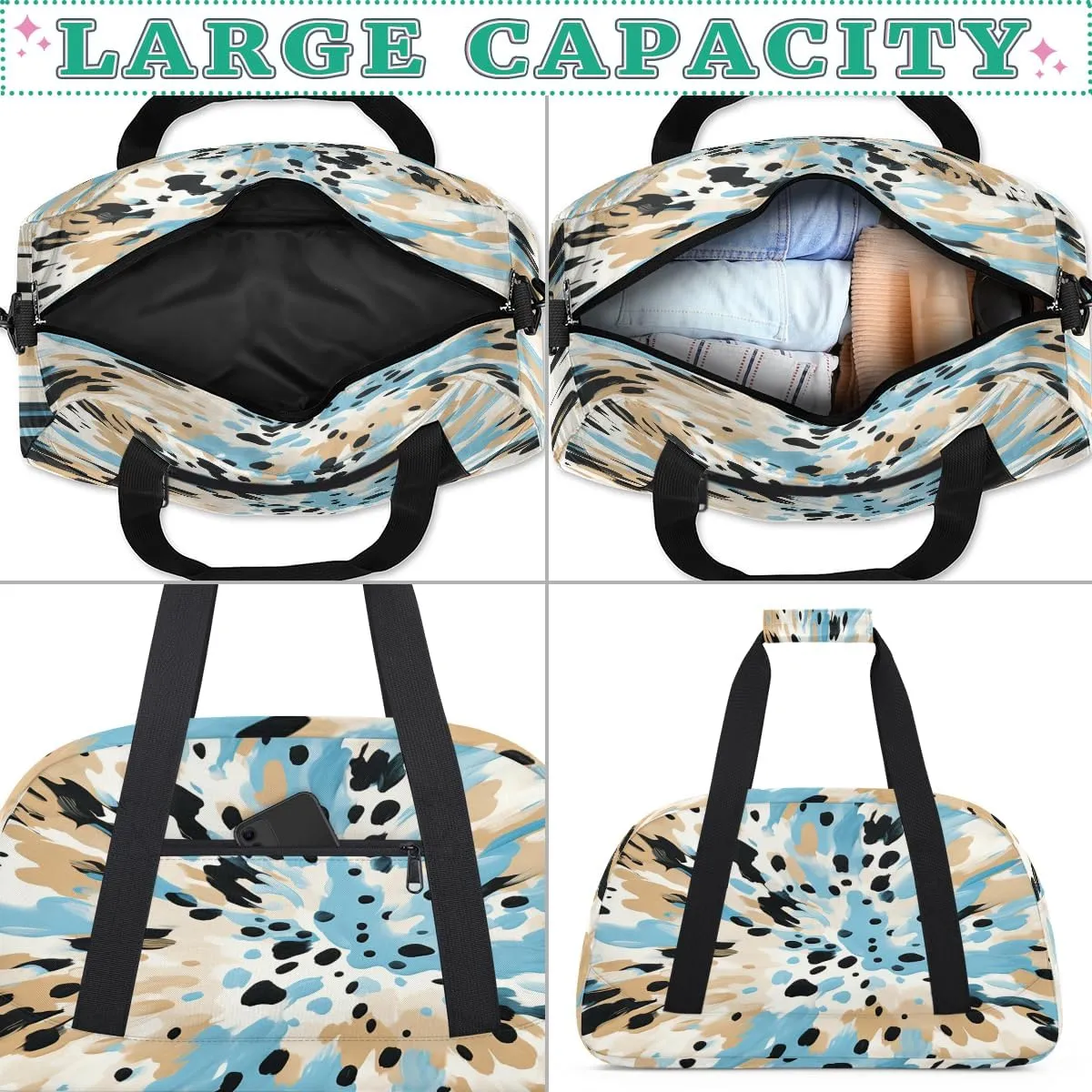 Tiger Stripe Kids Overnighter Duffel Bags for Boys, Carry-On Size Sports Gym Bag with Front Zipper Pocket for School Practice or Overnight Travel Weekender Sleepover Tote Bag