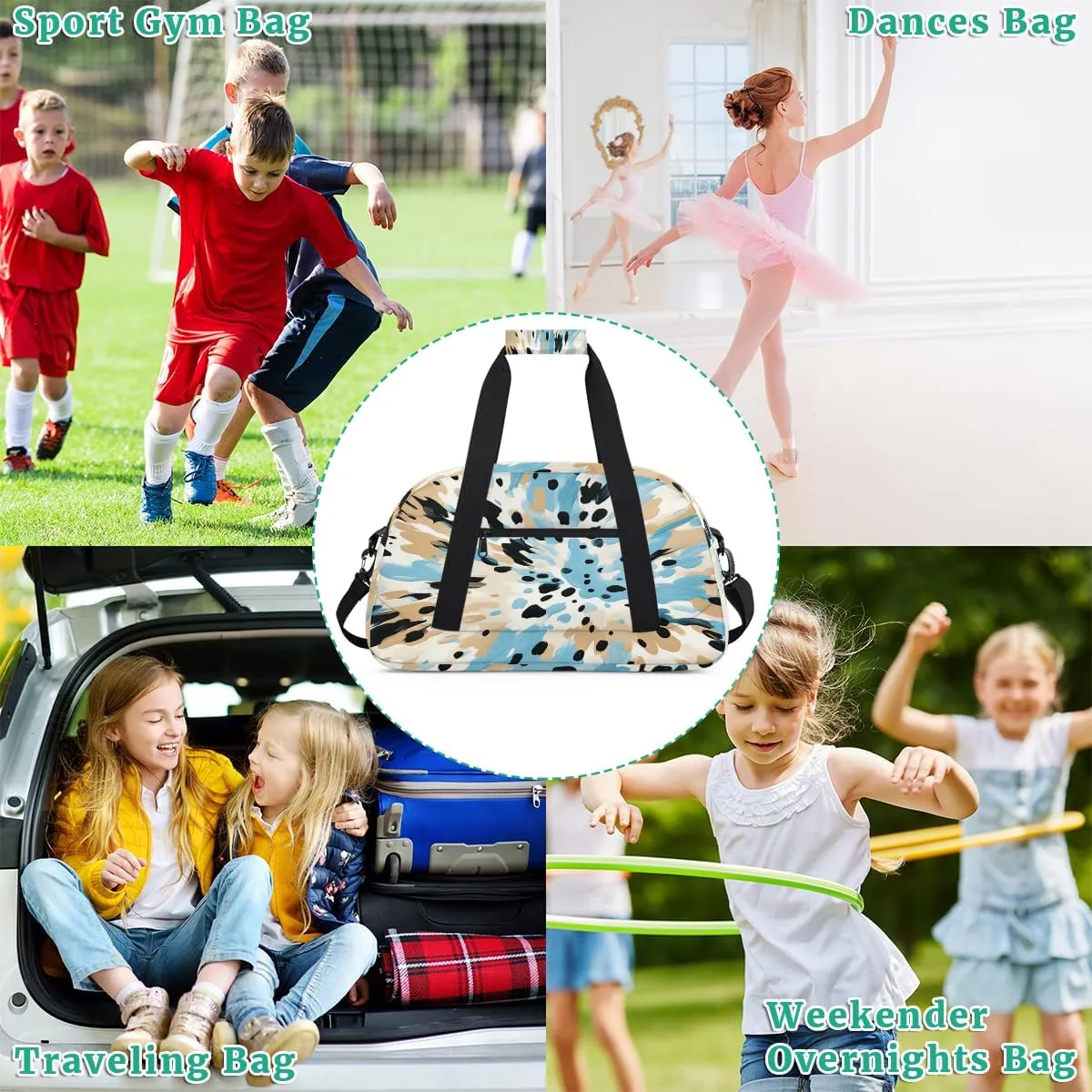 Tiger Stripe Kids Overnighter Duffel Bags for Boys, Carry-On Size Sports Gym Bag with Front Zipper Pocket for School Practice or Overnight Travel Weekender Sleepover Tote Bag