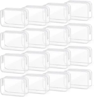 TISRATOK 16 PCS Clear Makeup Bag, Travel Essentials Toiletry Bag, Transparent PVC Cosmetic Organizer Toy Storage Pouch for Women Men- WHITE,Medium
