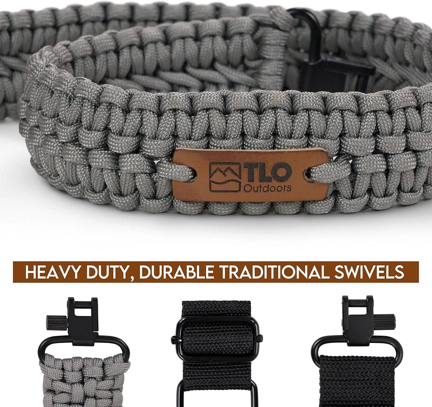 TLO Outdoors Paracord Gun Sling - Tactical 2-Point Rifle Sling, Extra Wide, Adjustable Strap with Swivels for Rifle, Shotgun, and Crossbow for Hunting, Shooting, Gun Safety (550 Rated Nylon)